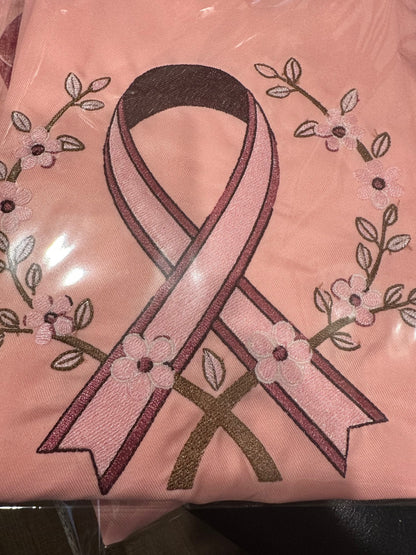 Breast Cancer Ribbon with Cherry Blossom Laurel