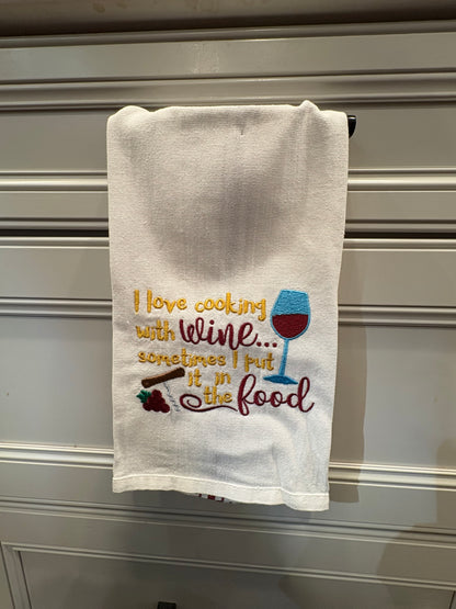 Cook with wine Tea Towel