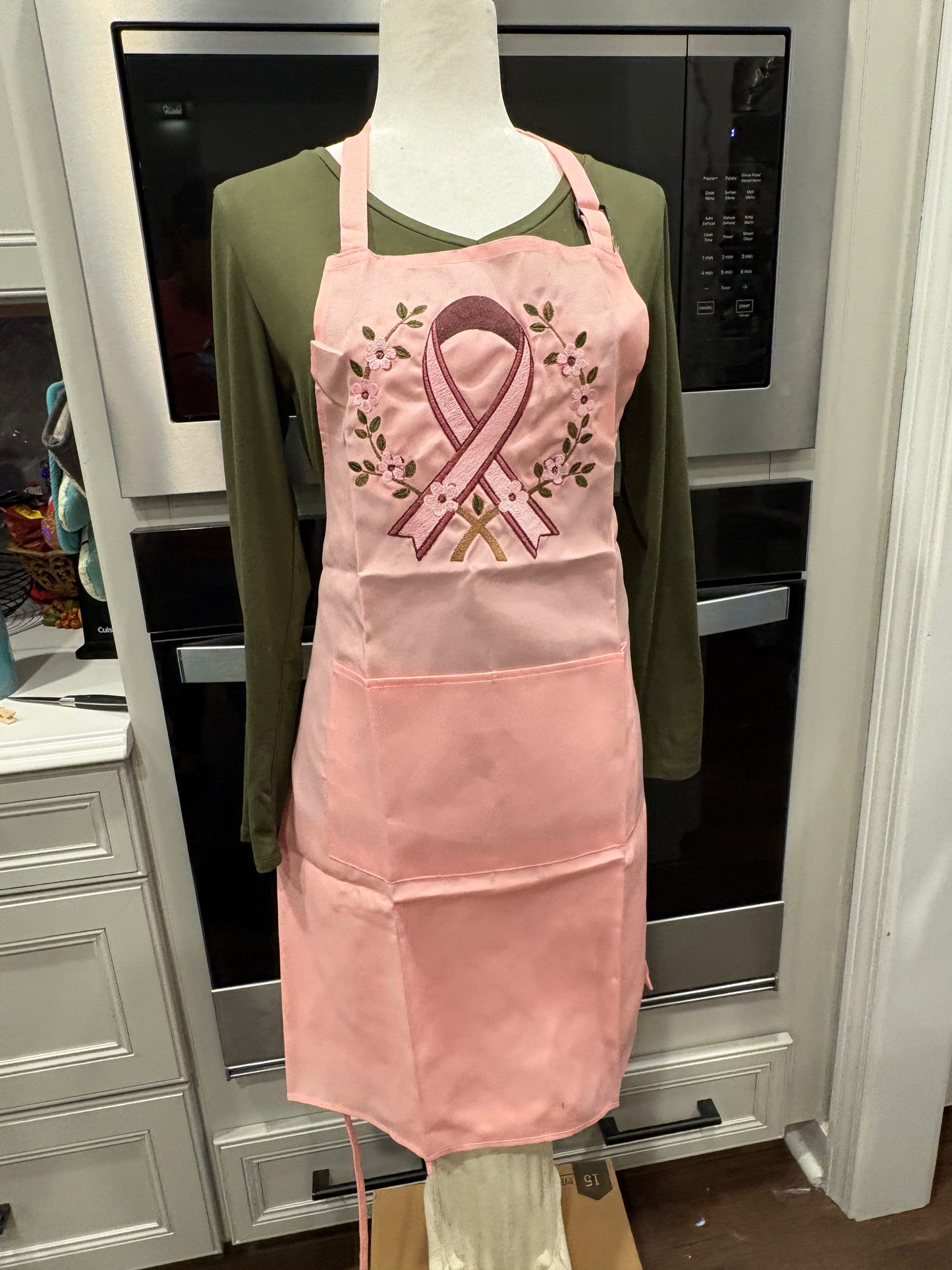 Breast Cancer Ribbon with Cherry Blossom Laurel