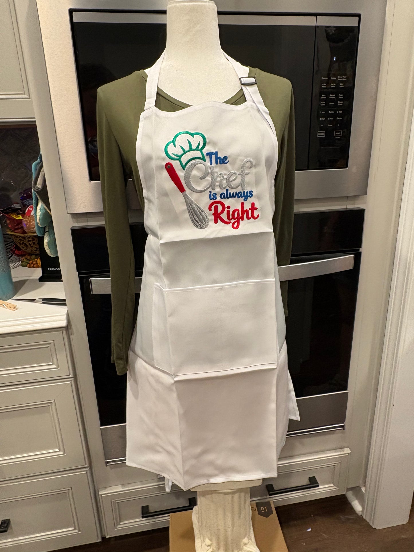The Chef is always Right Embroidered Apron