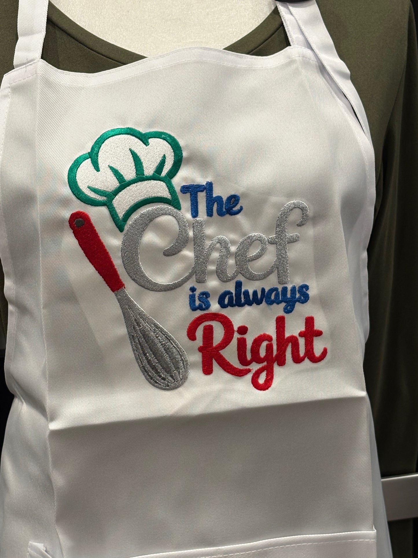 The Chef is always Right Embroidered Apron
