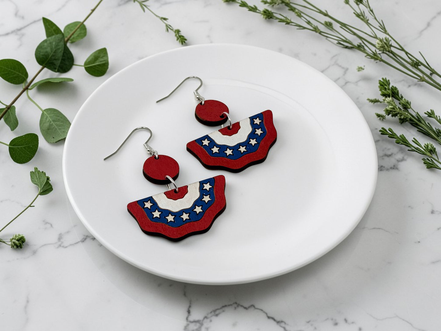 Patriotic Bunting Dangle Earrings