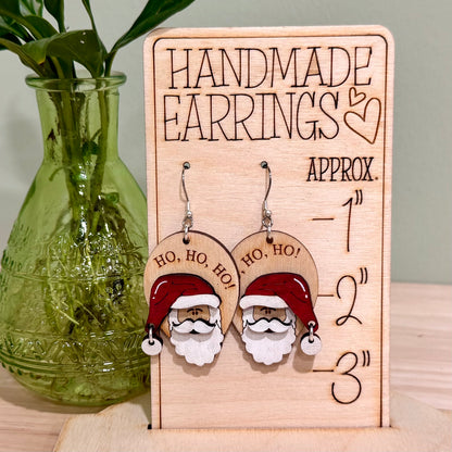 Santa Clause Earrings | Ho Ho Ho Christmas Handmade Dangle Earrings
