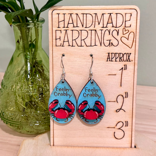 Funny Crab Earrings | Feelin' Crabby Handmade Dangle Earrings