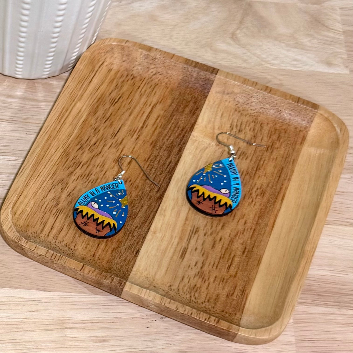 Nativity Dangle Earrings | Handmade Away In A Manger Dangle Earrings