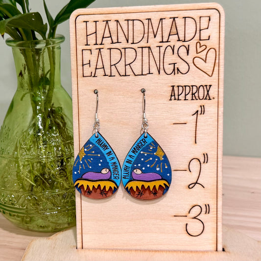 Nativity Dangle Earrings | Handmade Away In A Manger Dangle Earrings