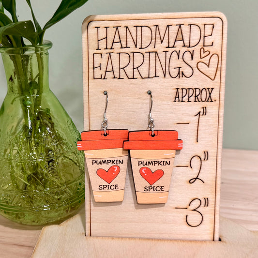 Pumpkin Spice Coffee Dangle Earrings | Handmade Fall Dangle Earrings
