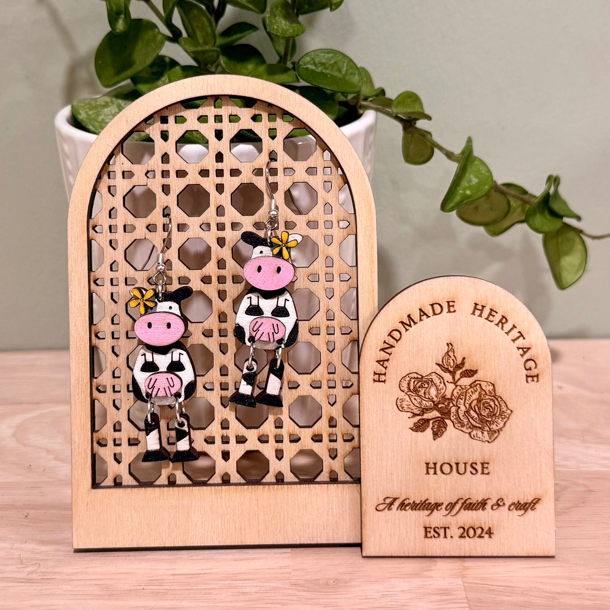 Dancing Cows Dangle Earrings