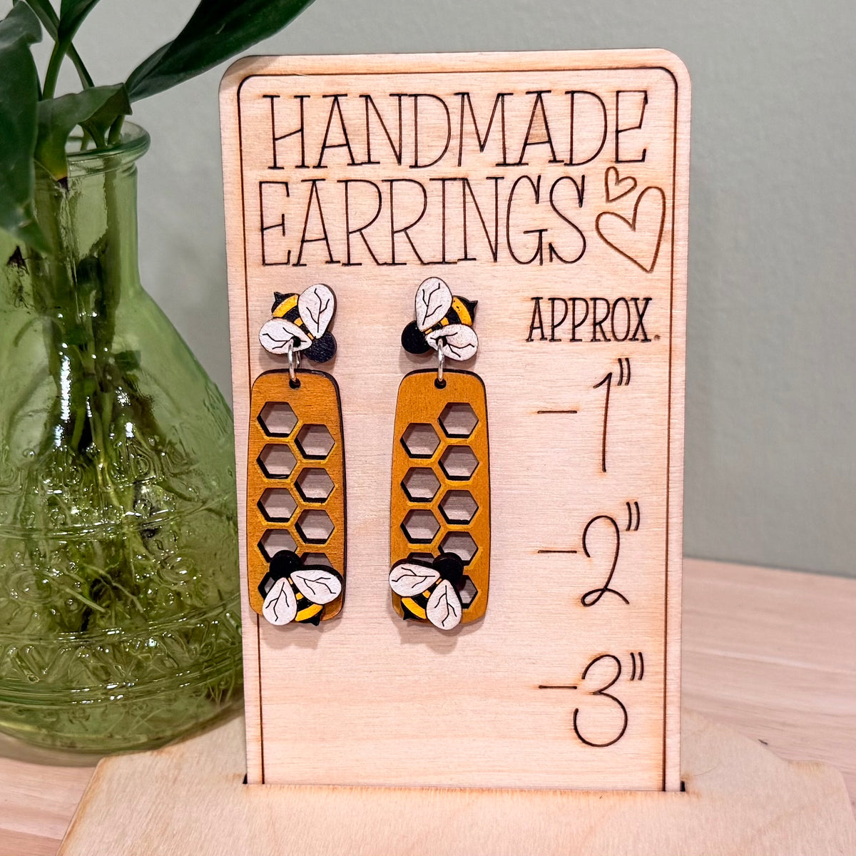 Honey Bee Stud Earrings | Handmade Honeycomb Post Back Earrings