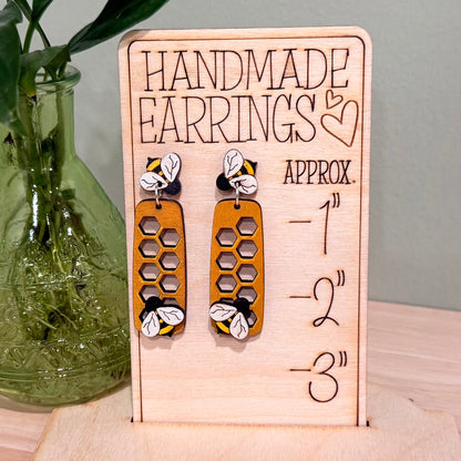 Honey Bee Stud Earrings | Handmade Honeycomb Post Back Earrings