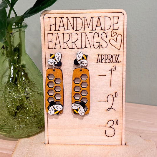 Honey Bee Stud Earrings | Handmade Honeycomb Post Back Earrings
