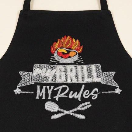 My Grill My Rules Embroidered Apron