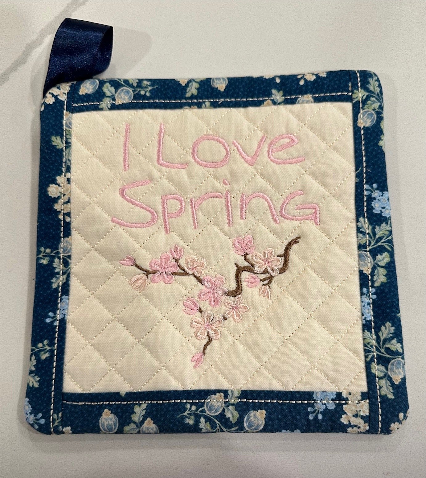 I Love Spring with Cherry Blossoms POTHOLDER