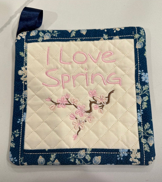 I Love Spring with Cherry Blossoms POTHOLDER