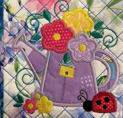 SPRING WATERING CAN WITH FLOWERS POTHOLDER