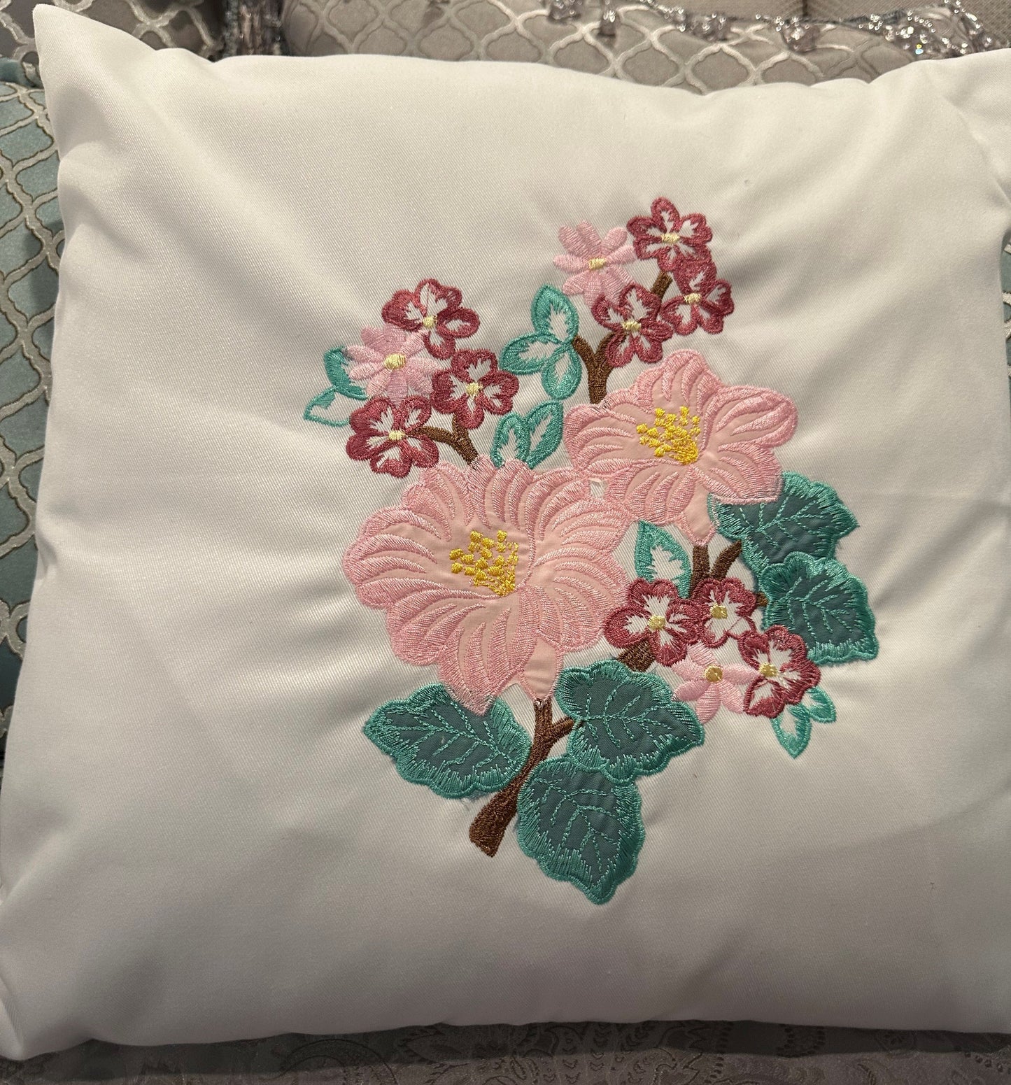 Pink Flowers Pillow