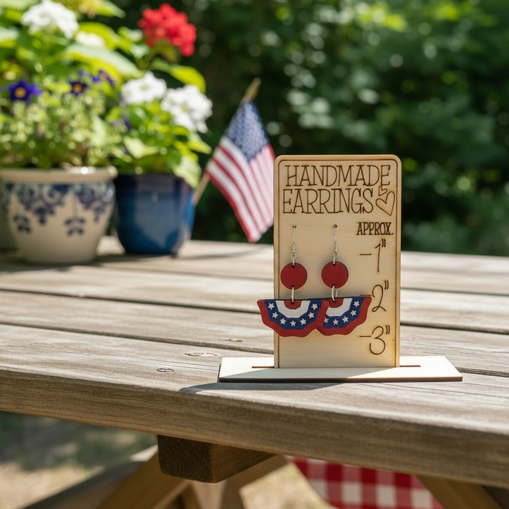 Patriotic Bunting Dangle Earrings