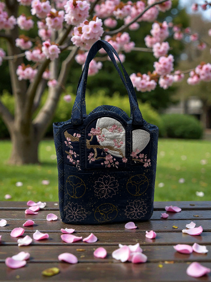 Cherry Blossom Embroidered Purse