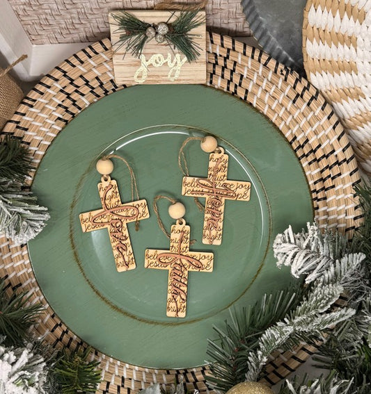 Script Engraved Cross Ornament