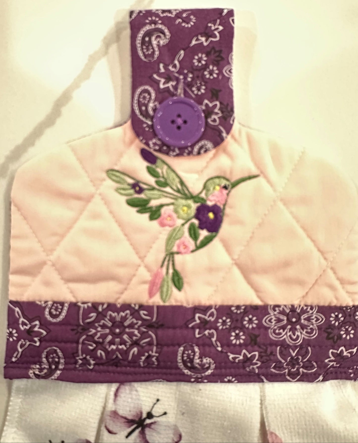 Hummingbird Dish Towel with Topper