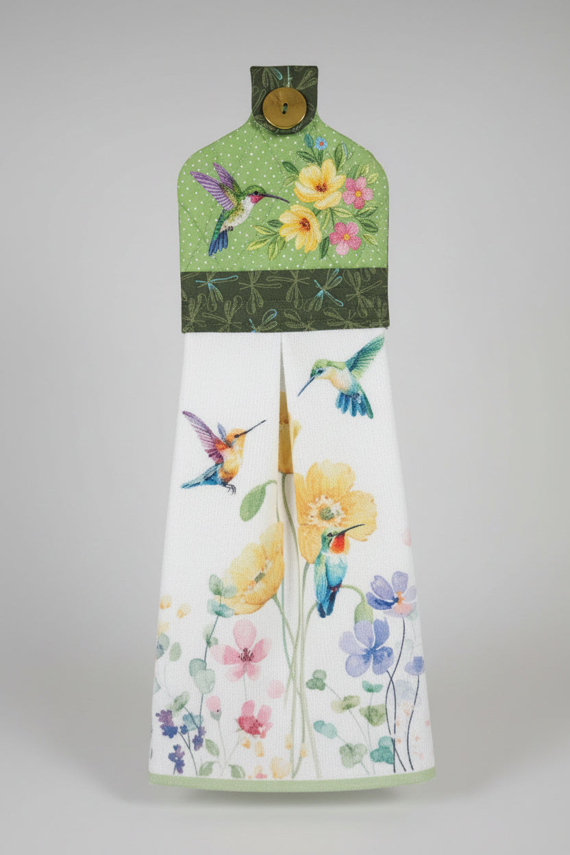 Hummingbird Dish Towel with Topper