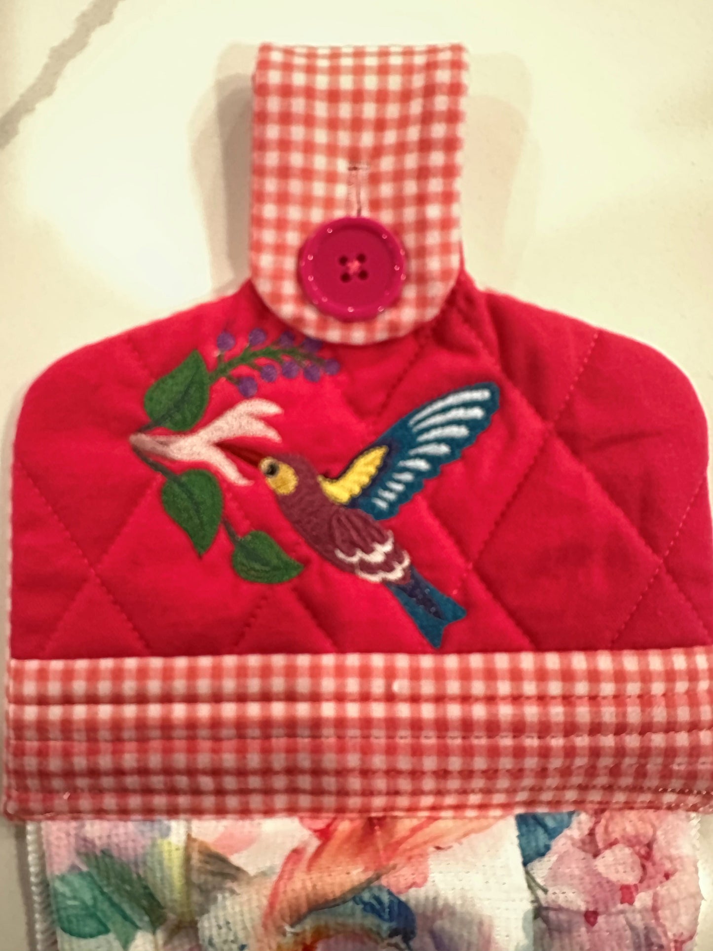 Hummingbird Dish Towel with Topper