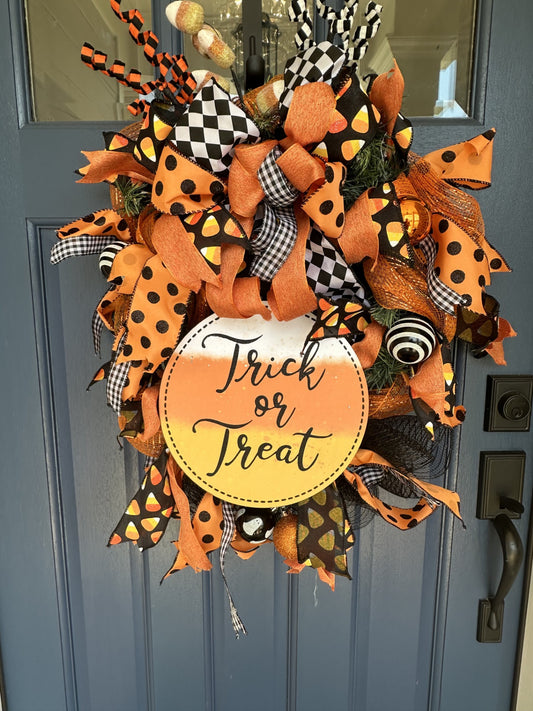 Trick or Treat Family Friendly 22" Wreath