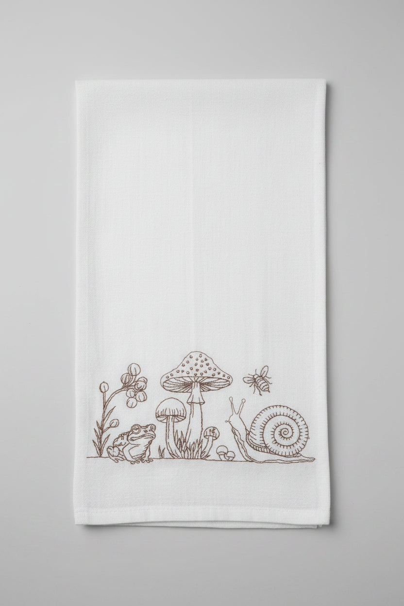 Mushrooms with Frog and Snail Kitchen Towel