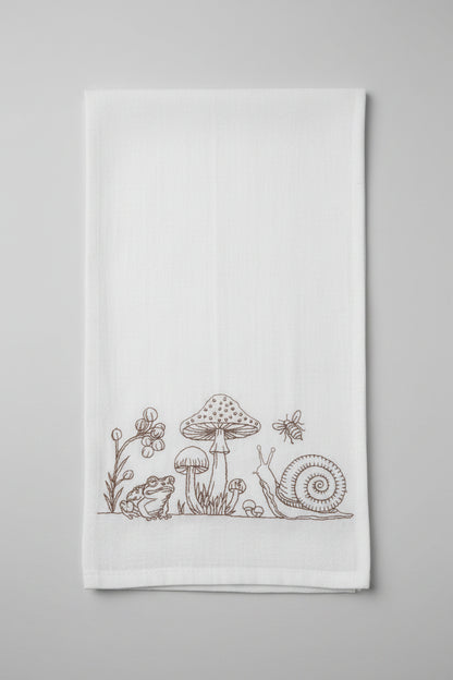 Mushrooms with Frog and Snail Kitchen Towel