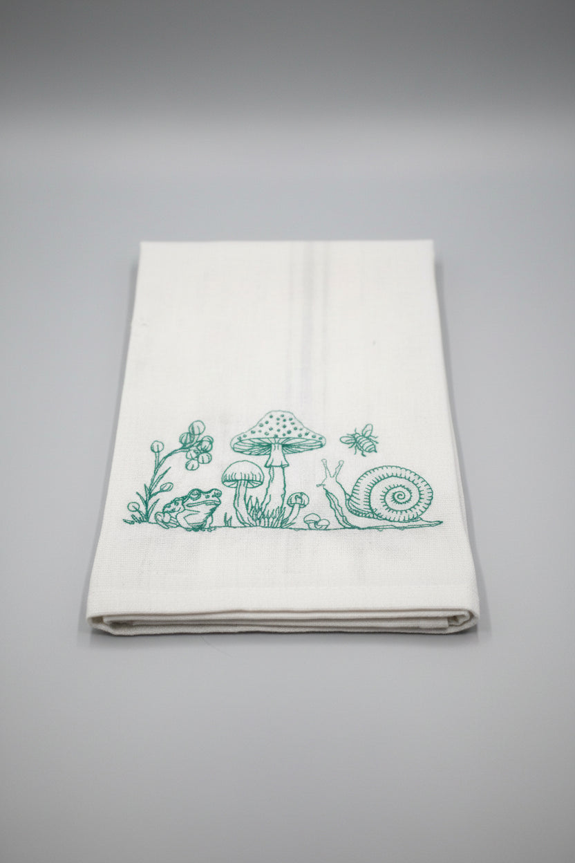 Mushrooms with Frog and Snail Kitchen Towel