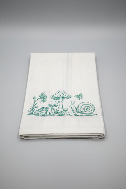 Mushrooms with Frog and Snail Kitchen Towel
