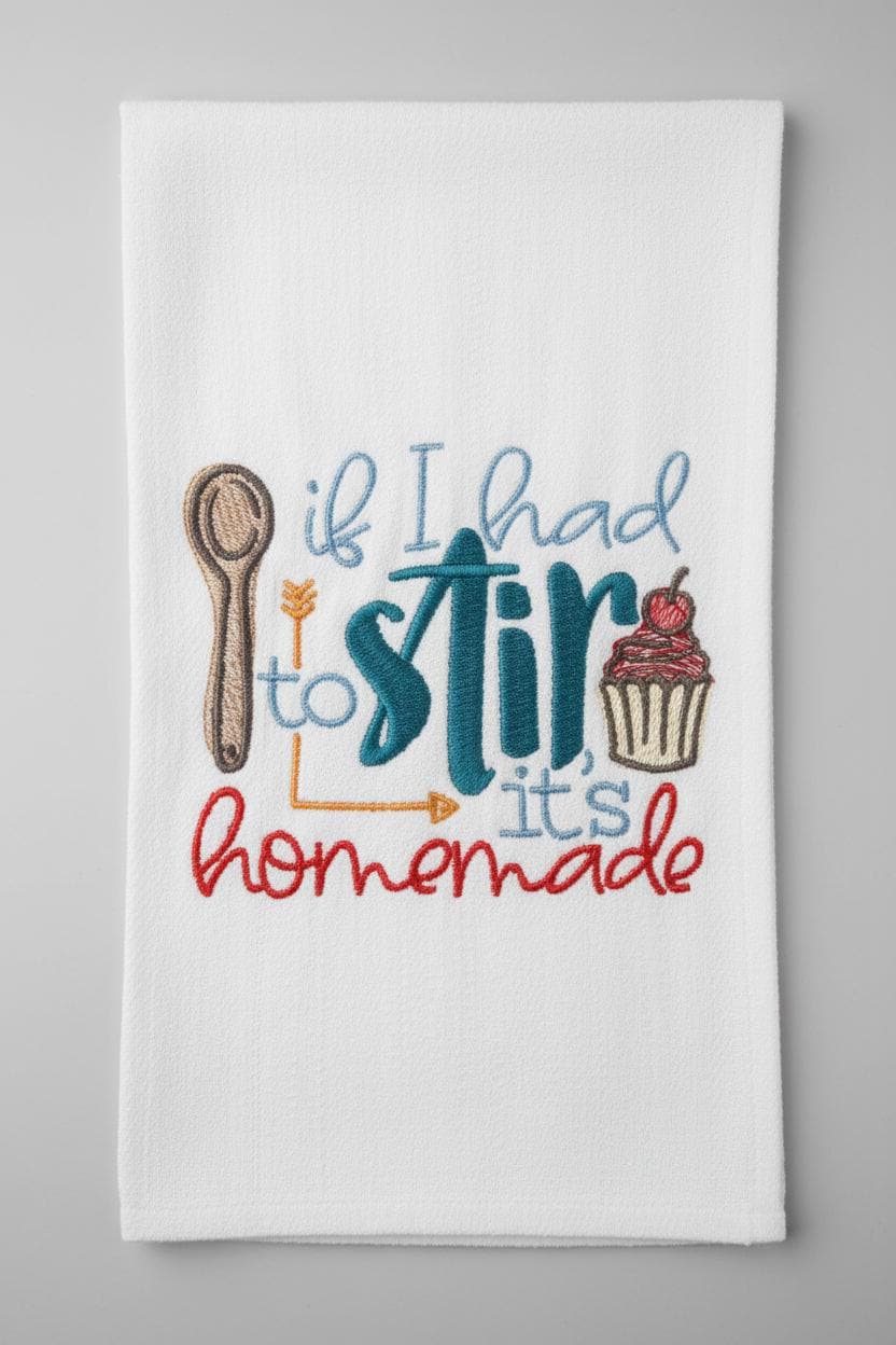 Charming Kitchen Towel Dish Towel Embroidered Tea Towel Cute Kitchen Decor Gift for Bakers Chefs Dish Rag Funny Towel