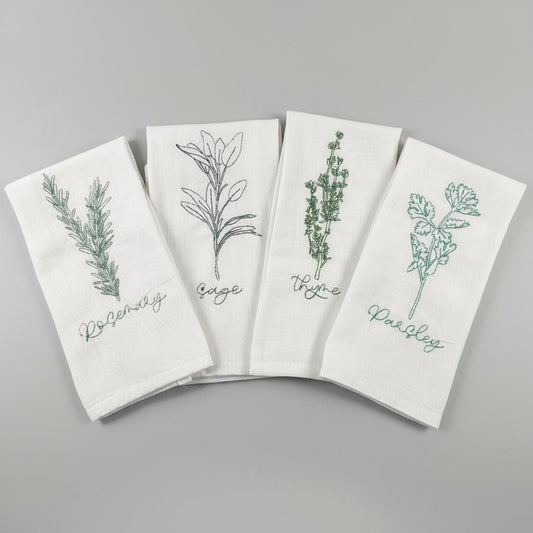 Herb Tea Towel Set Gift for Chefs and Bakers Botanical Dish Rag Kitchen Towel Set
