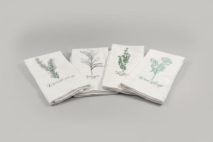 Herb Tea Towel Set Gift for Chefs and Bakers Botanical Dish Rag Kitchen Towel Set
