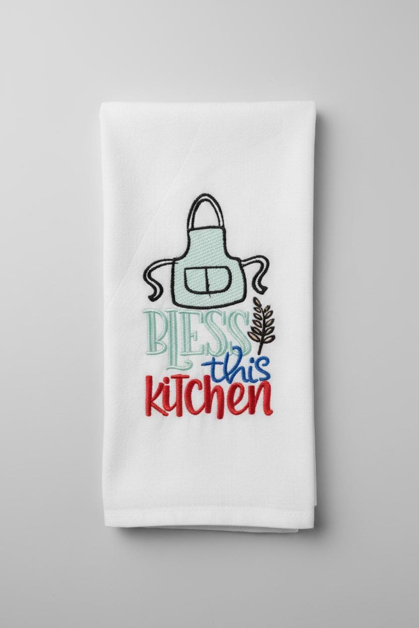 Charming Kitchen Towel Dish Towel Embroidered Tea Towel Cute Kitchen Decor Gift for Bakers Chefs Dish Rag Funny Towel
