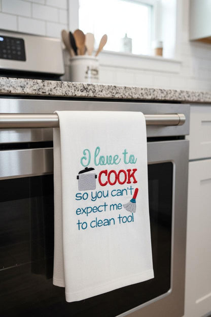 Charming Kitchen Towel Dish Towel Embroidered Tea Towel Cute Kitchen Decor Gift for Bakers Chefs Dish Rag Funny Towel