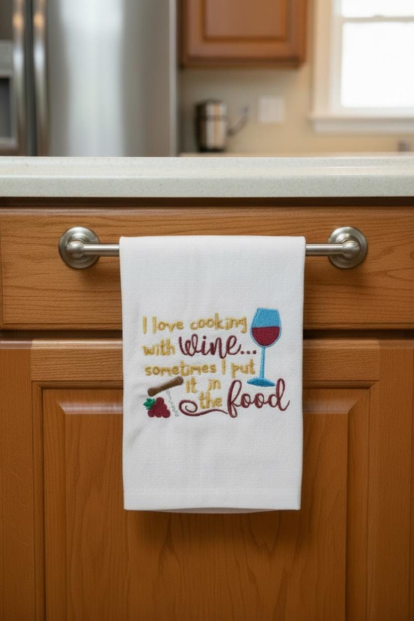 Charming Kitchen Towel Dish Towel Embroidered Tea Towel Cute Kitchen Decor Gift for Bakers Chefs Dish Rag Funny Towel