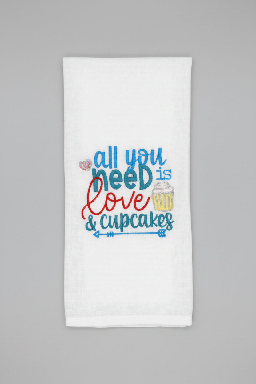 Funny "Love & Cupcakes" Dish Towel