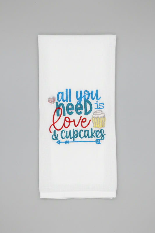 Funny "Love & Cupcakes" Dish Towel