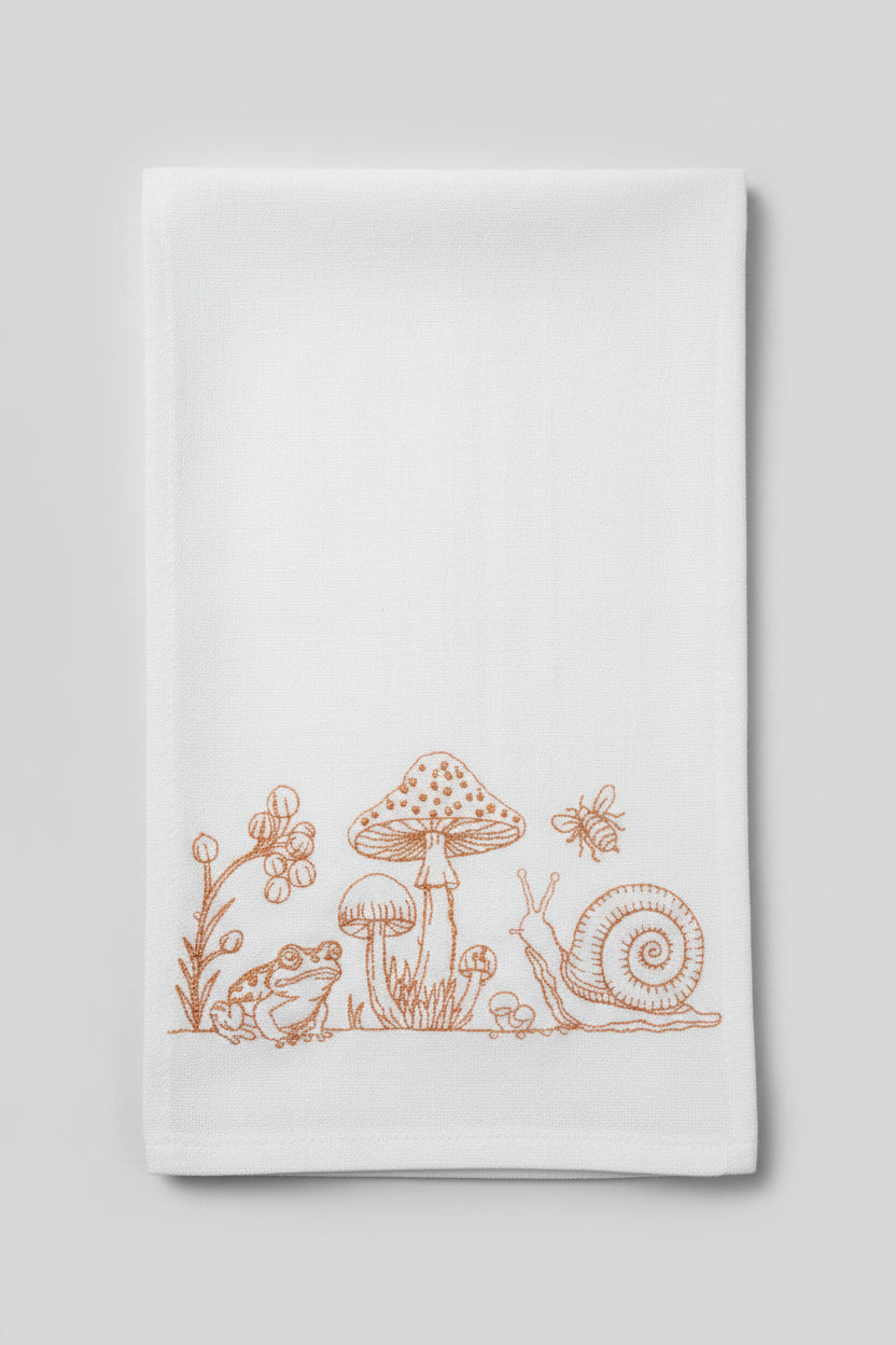 Mushrooms with Frog and Snail Kitchen Towel