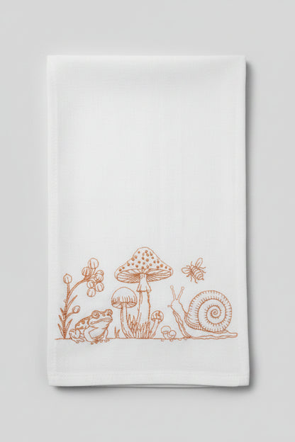 Mushrooms with Frog and Snail Kitchen Towel