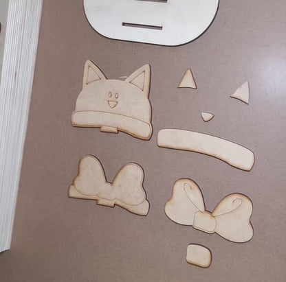 DIY Wood Kit: Hat Accessory Kit - Paint Your Own Peel and Stick MDF Craft - Kids Activity Kit