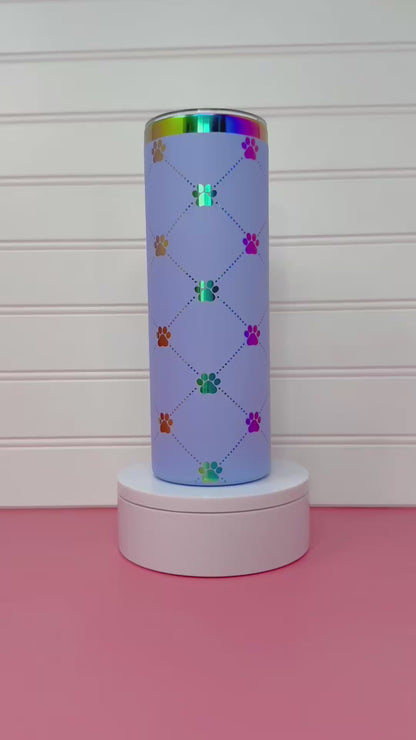Paw Print Argyle 20oz Skinny Tumbler