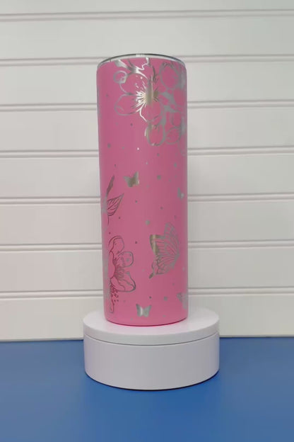 Cherry Blossom & Butterflies 20oz Skinny Tumbler