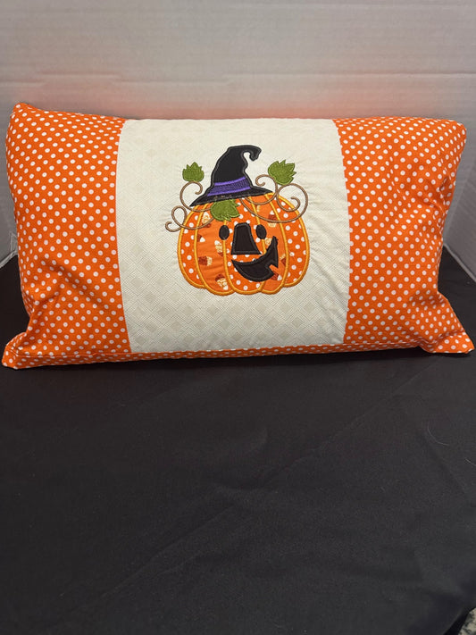 Pumpkin applique pillow