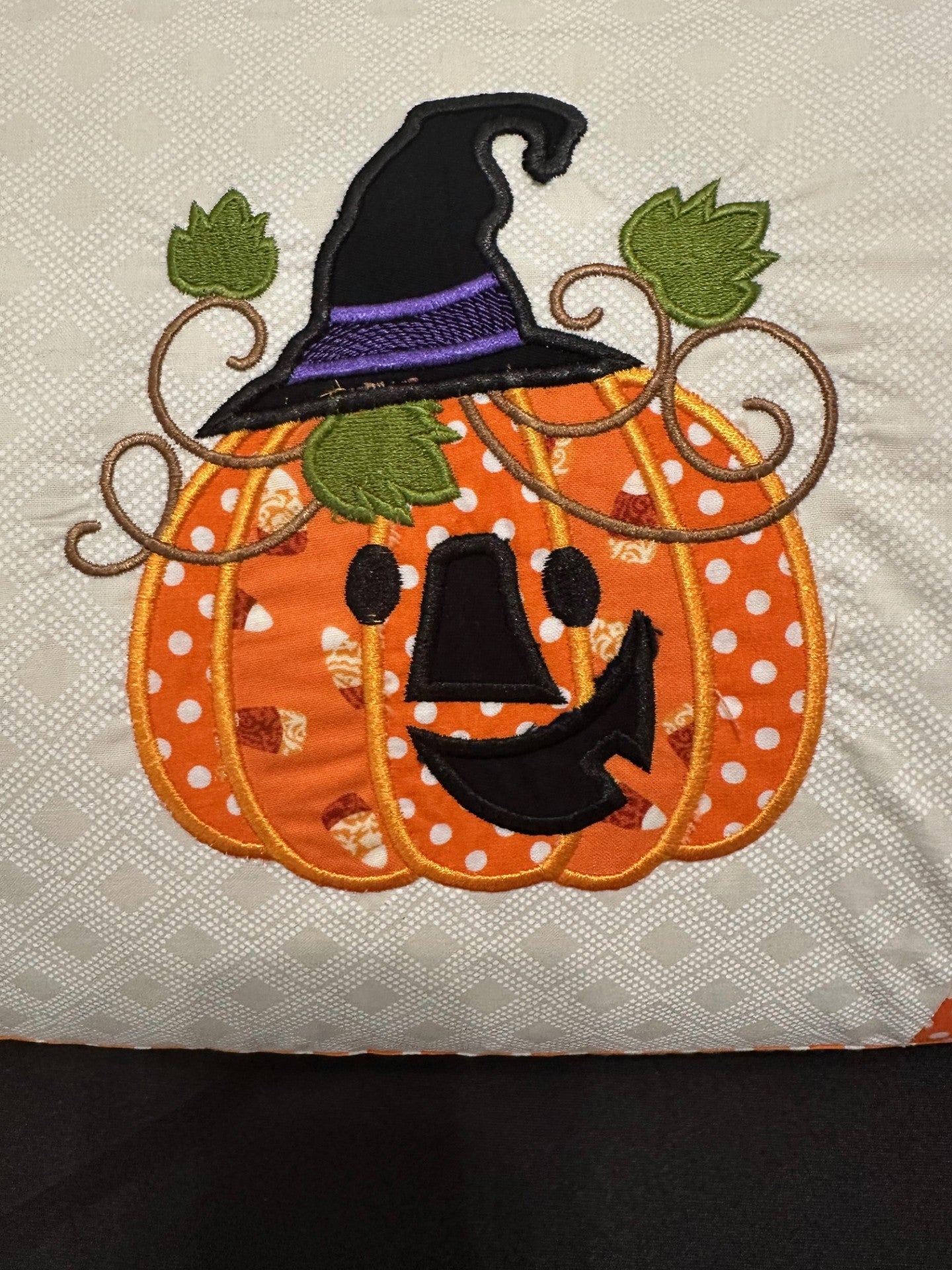Pumpkin applique pillow