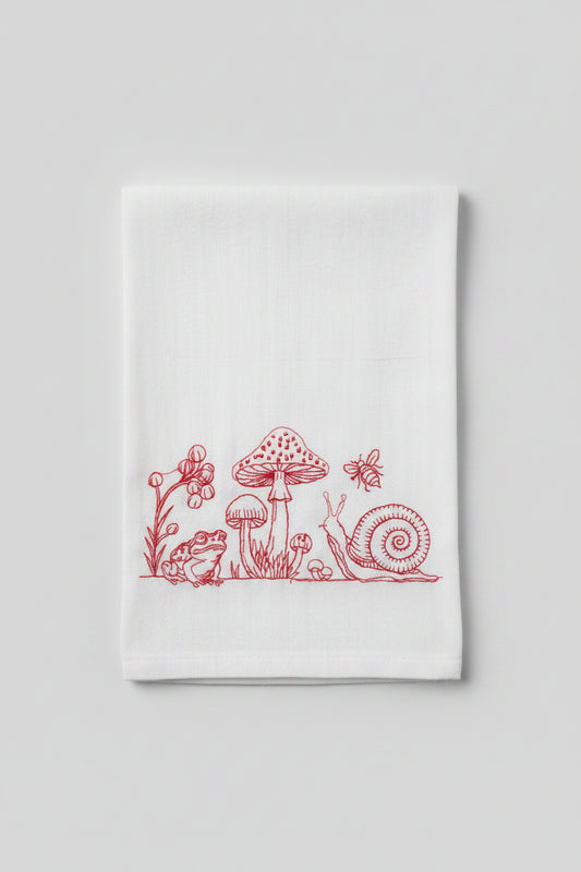 Mushrooms with Frog and Snail Kitchen Towel