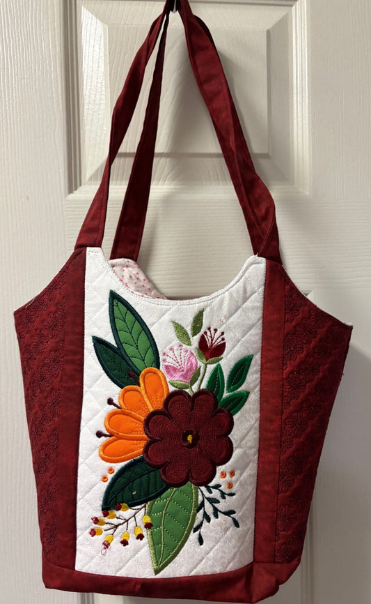 Fall Flower Embroidered Purse