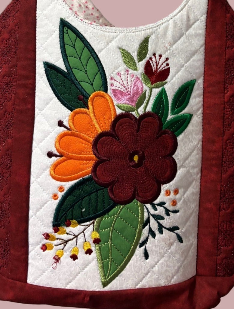 Fall Flower Embroidered Purse