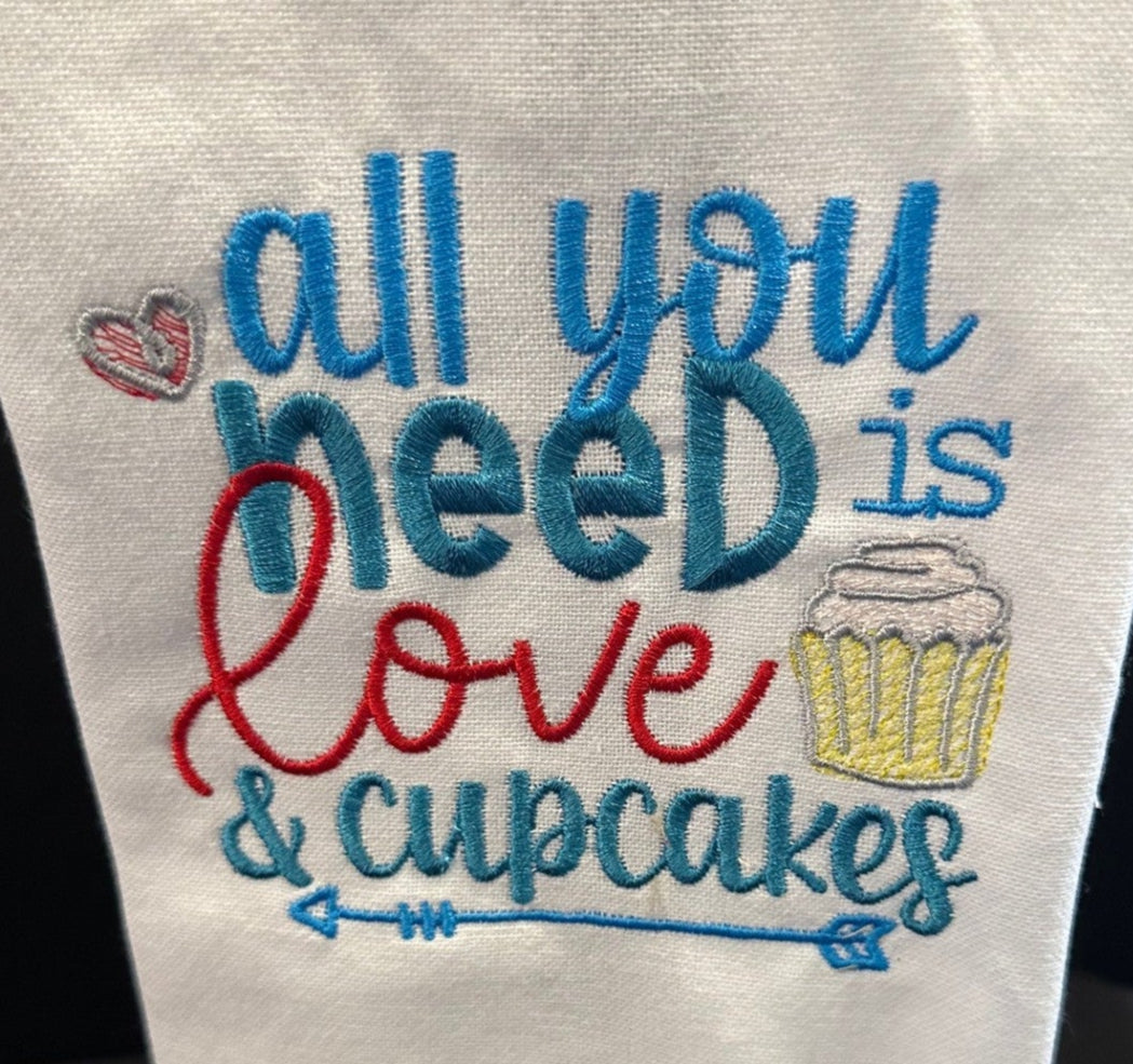 Funny "Love & Cupcakes" Dish Towel